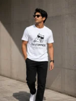 Out of Office – Regular Fit Chill Mode Graphic Cotton T-Shirt for Men - Image 3