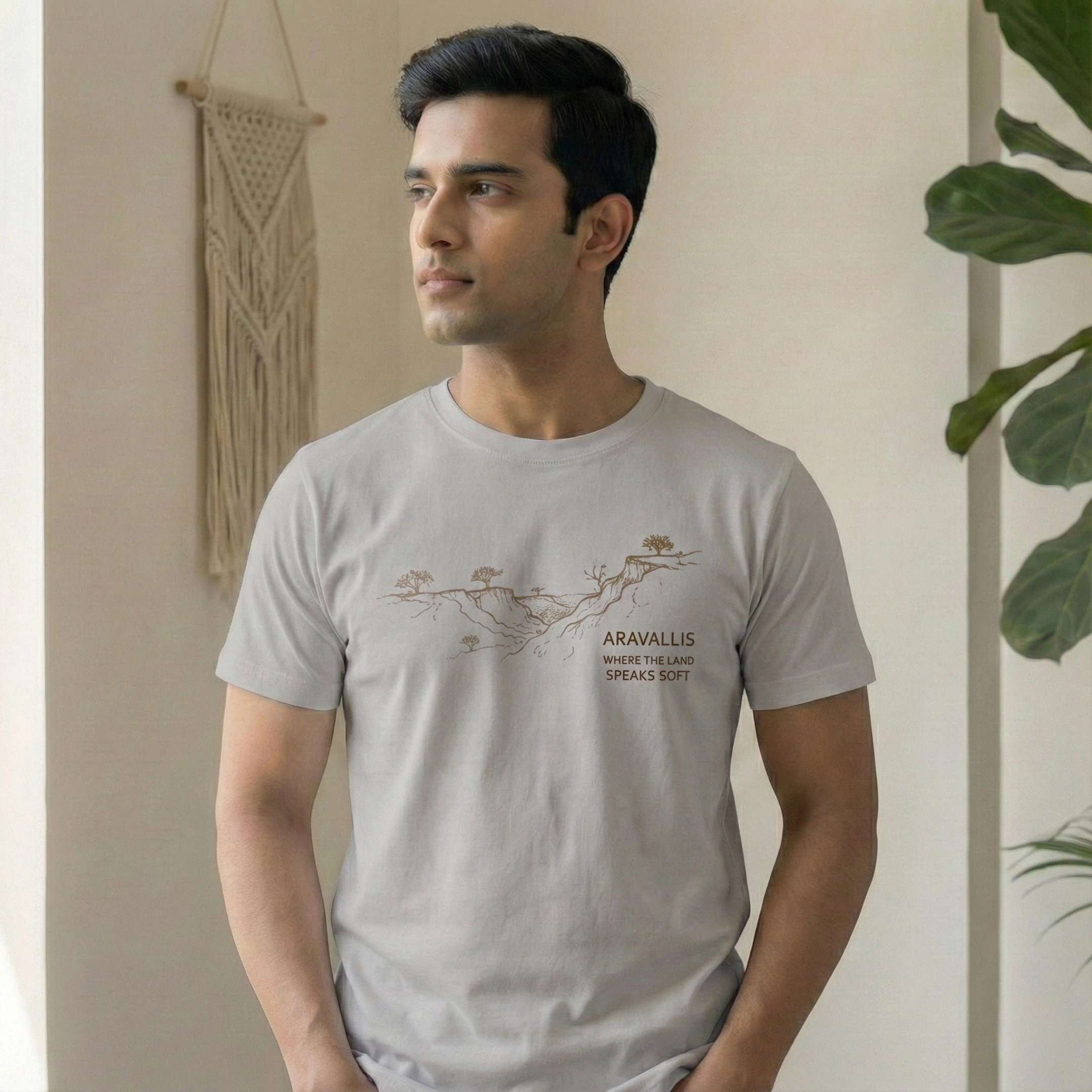 3(1) Aravallis Regular Fit Cotton T-Shirt – Where the Land Speaks Soft - Image 1