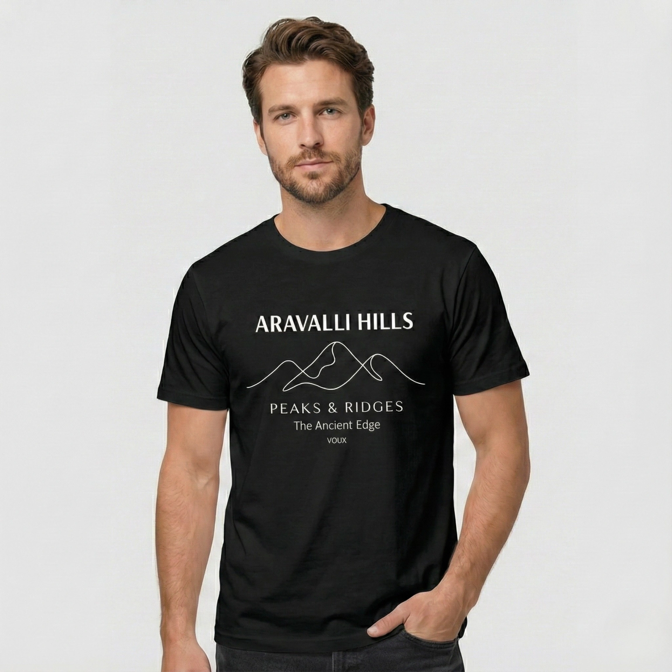 6 Aravalli Hills – Peaks & Ridges Printed Cotton T-Shirt - Image 1