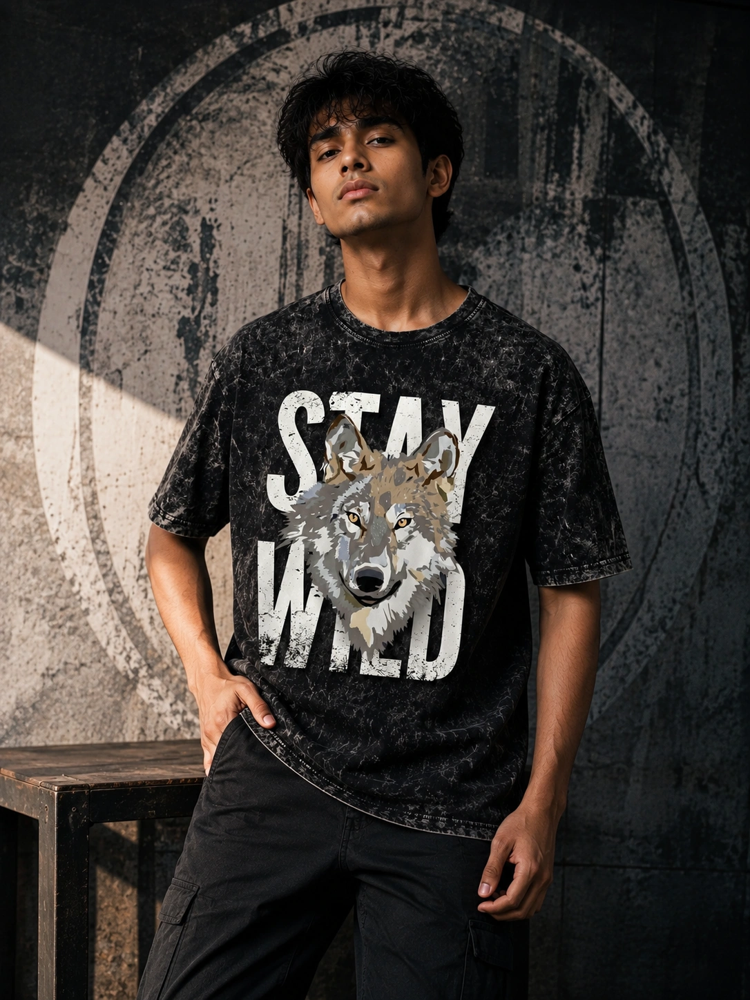 ChatGPT Image May 10, 2026, 01_57_59 PM VOUX – Stay Wild Oversized Acid Wash Graphic T-Shirt for Men - Image 1
