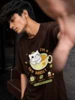 VOUX – I’m a Tea Addict Oversized Printed T-Shirt for Men - Image 2