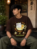 VOUX – I’m a Tea Addict Oversized Printed T-Shirt for Men - Image 3