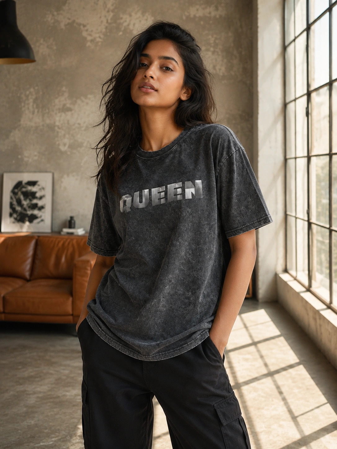 ChatGPT Image May 12, 2026, 01_57_21 PM VOUX – QUEEN Oversized Acid Wash Graphic T-Shirt for Women - Image 1