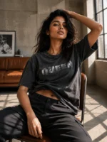 VOUX – QUEEN Oversized Acid Wash Graphic T-Shirt for Women - Image 3