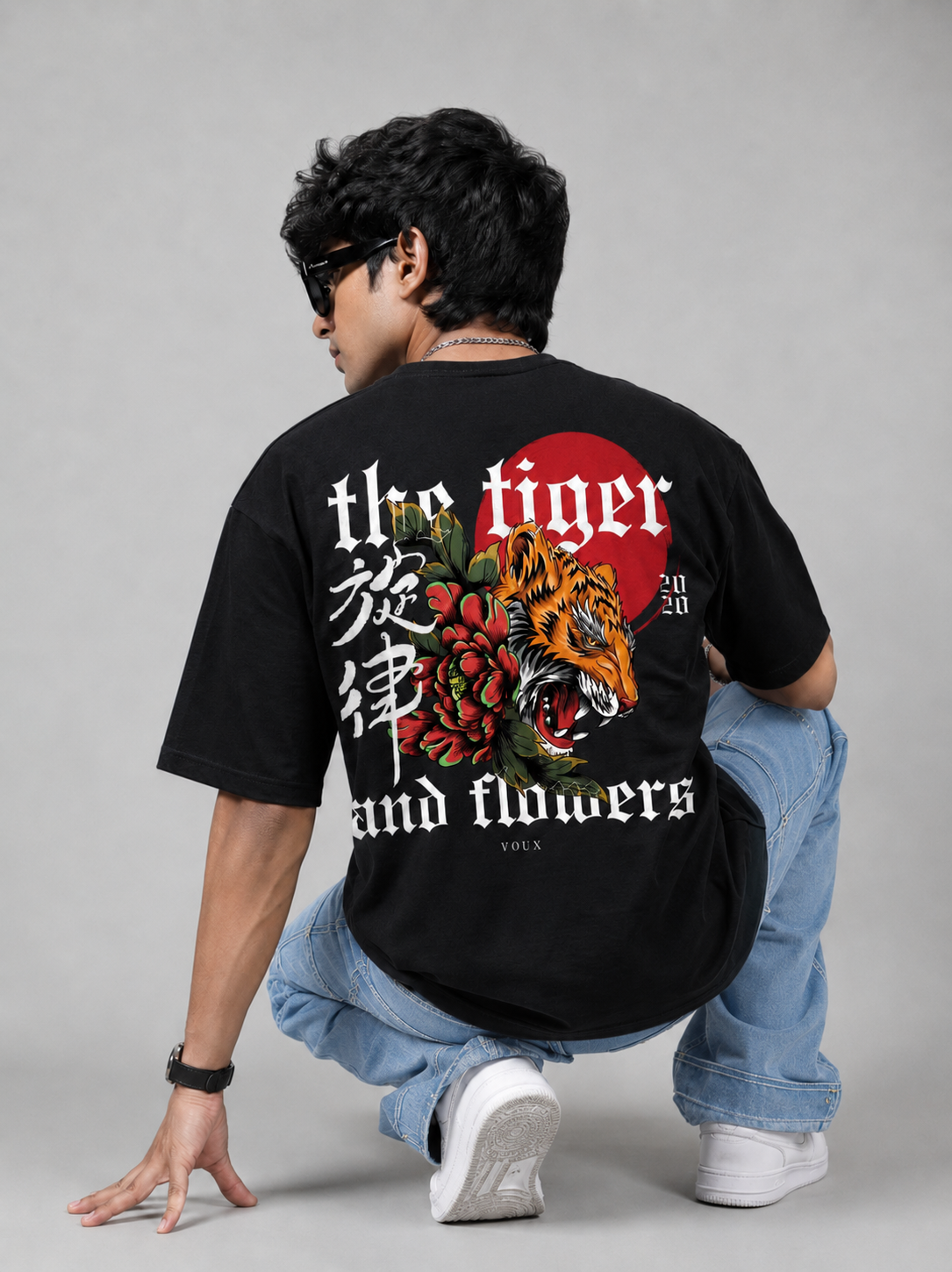 ChatGPT Image May 6, 2026, 05_01_43 PM Japanese Tiger & Flowers Oversized T-Shirt for Men - Image 1