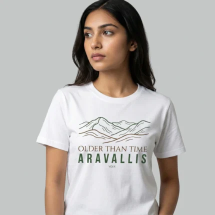 Aravallis printed cotton t-shirt for women by VOUX