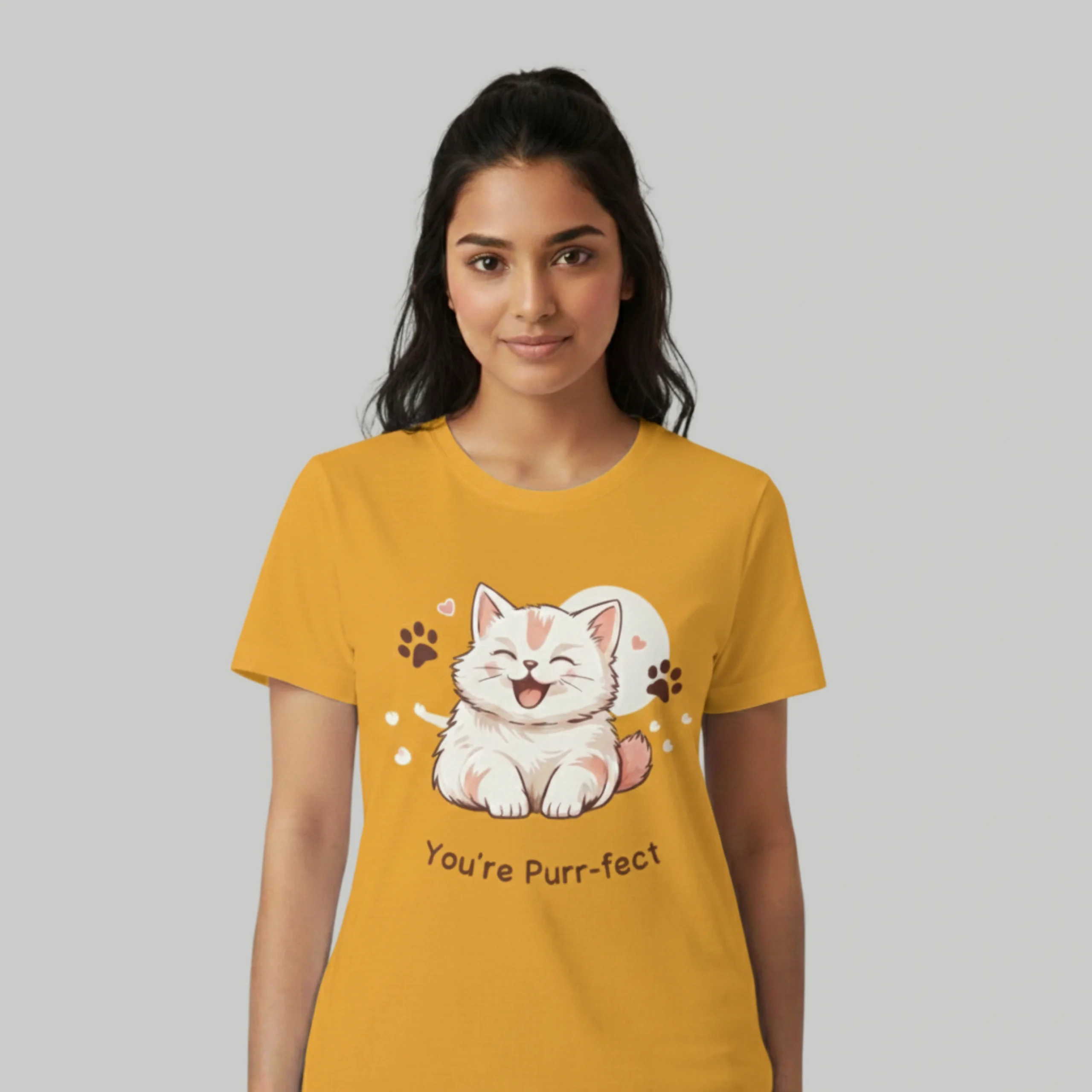 Untitled design (23) VOUX You’re Purr-fect Cat Graphic Regular Fit Cotton T-Shirt - Image 1
