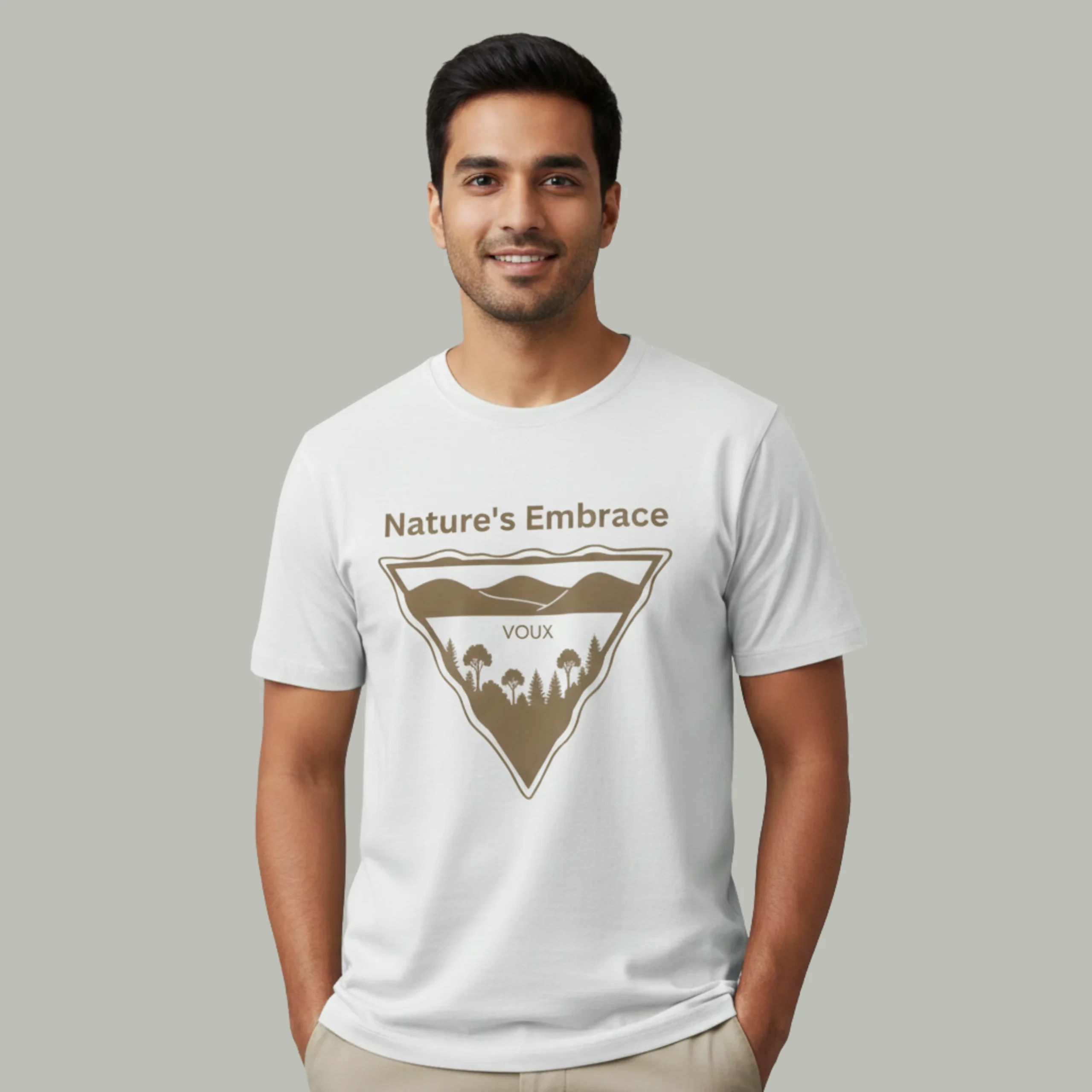 white Nature’s Embrace Regular Printed T-Shirt - Image 1