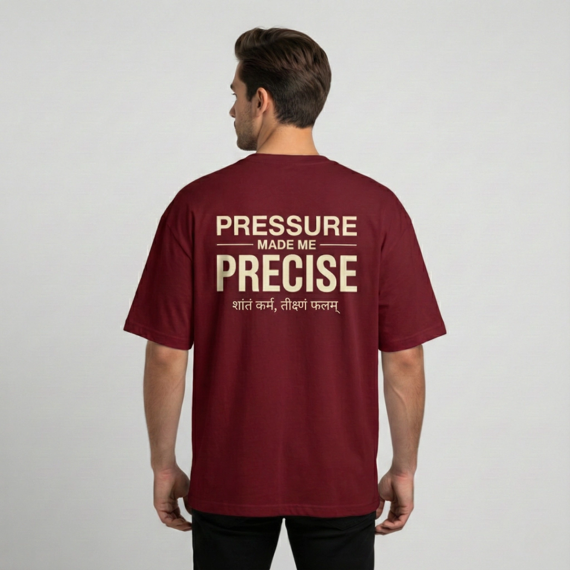 91 VOUX “Pressure Made Me Precise” Oversized Cotton T-Shirt for Men - Image 1