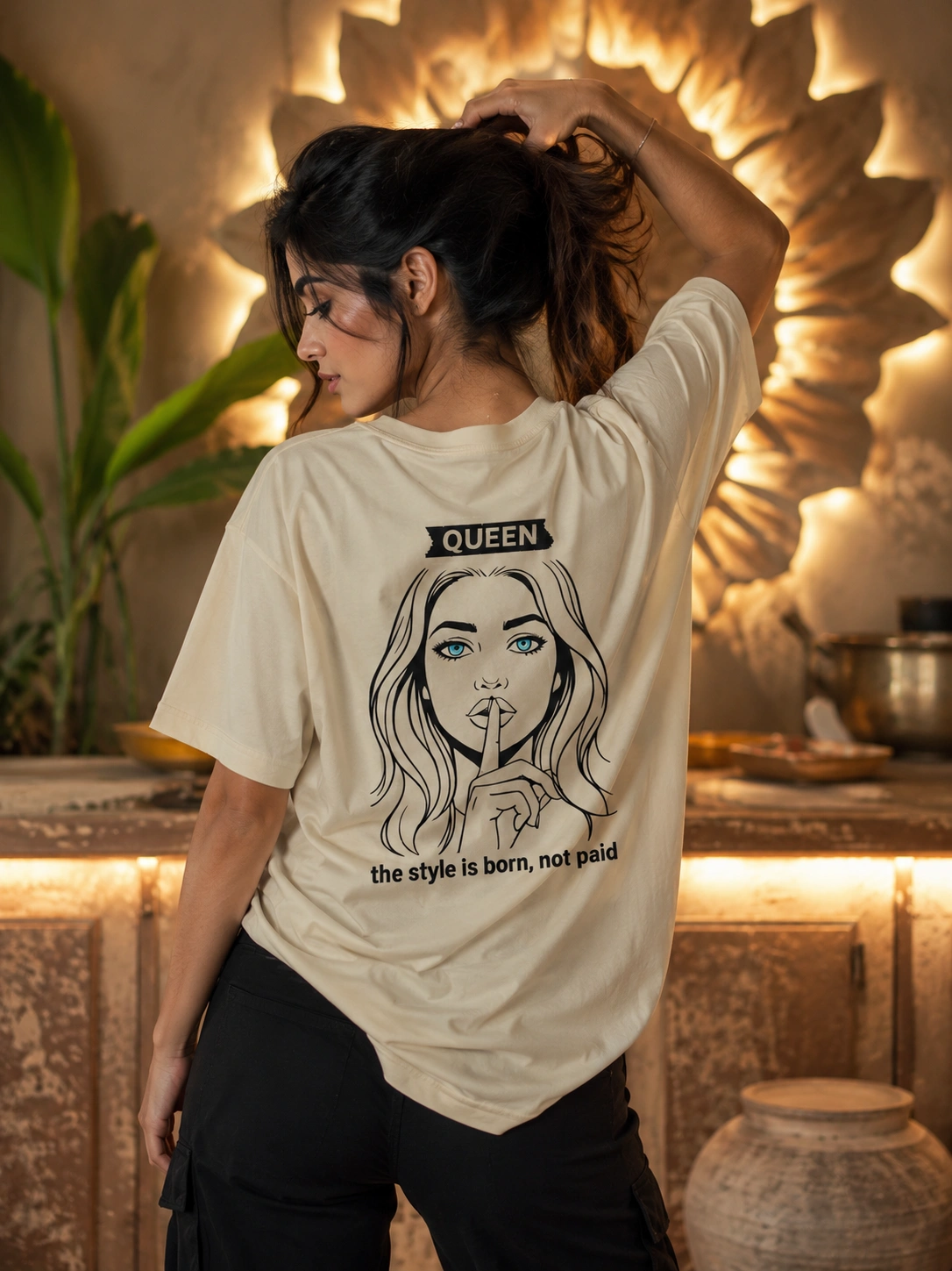 ChatGPT Image May 9, 2026, 12_02_26 PM VOUX “QUEEN” Printed Oversized Cotton T-Shirt for Women - Image 1