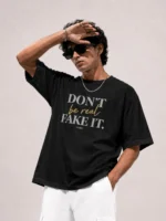 Don’t Be Real, Fake It” Oversized T-Shirt For Men - Image 2