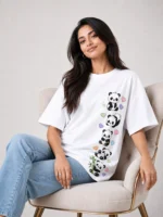 Panda Love Oversized Printed T-Shirt for Women | Voux.in - Image 2