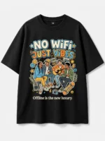 No WiFi Just Vibes Oversized T-Shirt for Men | Voux.in - Image 3