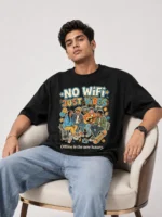 No WiFi Just Vibes Oversized T-Shirt for Men | Voux.in - Image 2