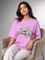 Cute Koala Oversized Printed T-Shirt for Women | Voux.in - Image 2