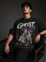 Ghost World Oversized Printed T-Shirt for Men | Voux.in - Image 2