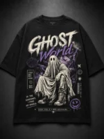 Ghost World Oversized Printed T-Shirt for Men | Voux.in - Image 3
